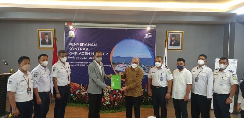 Sekda Teken Keberlanjutan Sewa KMP Aceh Hebat 2 antara Pemerintah Aceh dengan ASDP