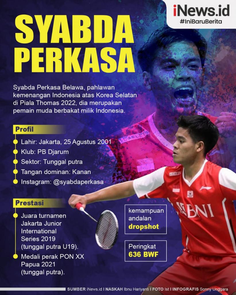 Infografis Profil Syabda Perkasa, Pahlawan Indonesia Pembunuh Korsel di Piala Thomas 2022