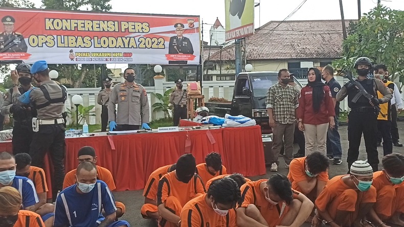 Hasil Operasi Libas Lodaya 2022, 56 Pelaku Kejahatan Jalanan di Sukabumi Ditangkap