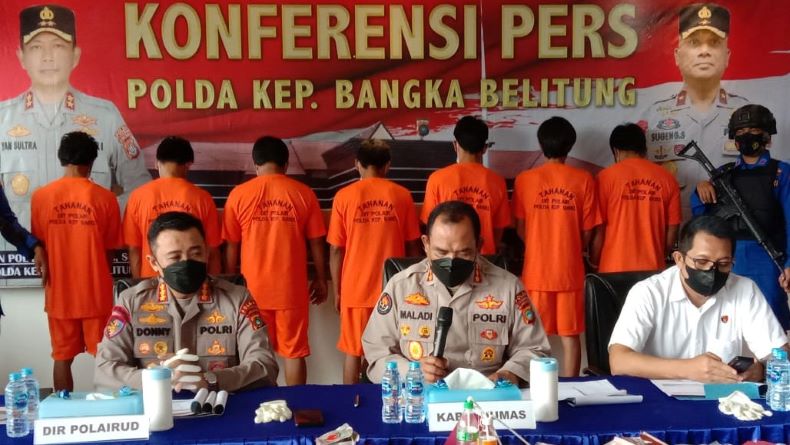 Tangkap Ikan Pakai Pukat Harimau, 7 Nelayan Asal Lampung Diamankan Polda Babel 