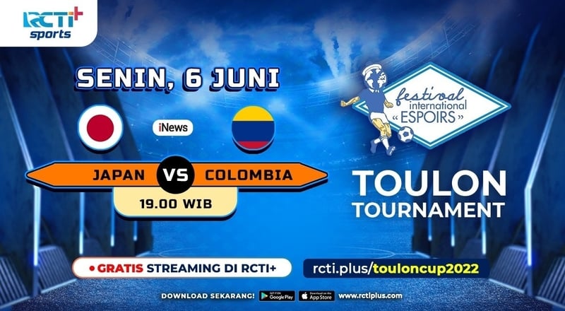 Link Live Streaming Toulon Cup 2022 Hari Ini Di RCTI+: Jepang Vs Kolombia