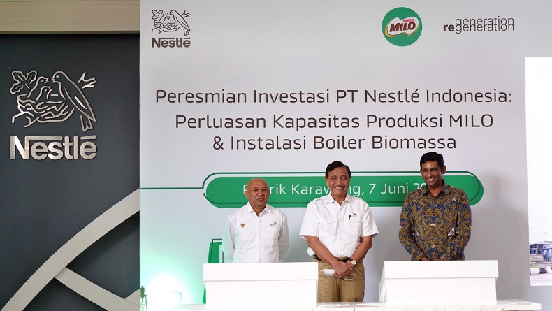 Menko Marinves Luhut Resmikan Instalasi Boiler Biomassa Nestlé Karawang Gunakan Sekam Padi