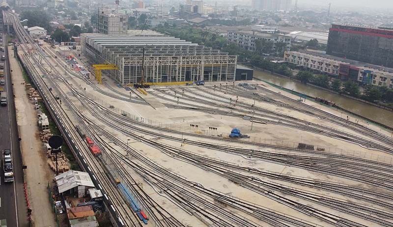 Foto Udara Pembangunan Depo LRT Jabodebek di Jatimulya Bekasi - Bagian 2