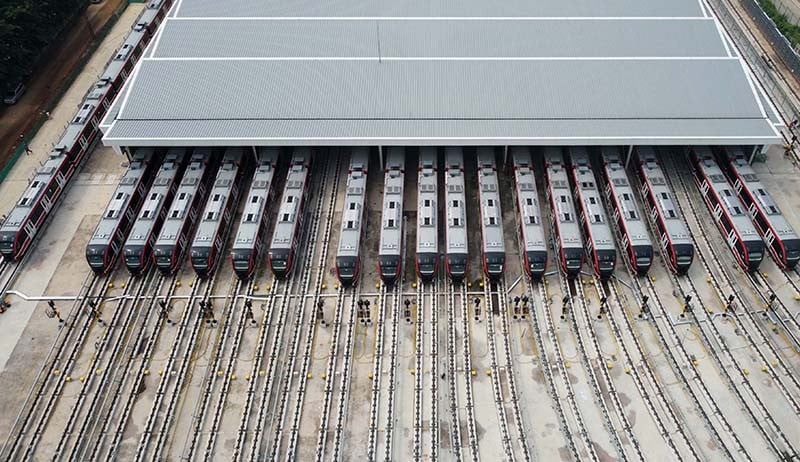 Foto Udara Pembangunan Depo LRT Jabodebek di Jatimulya Bekasi - Bagian 1
