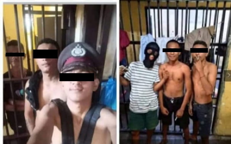 Viral Tahanan Pamer Foto Selfie Pakai Topi Polisi Merokok Santai dalam Sel
