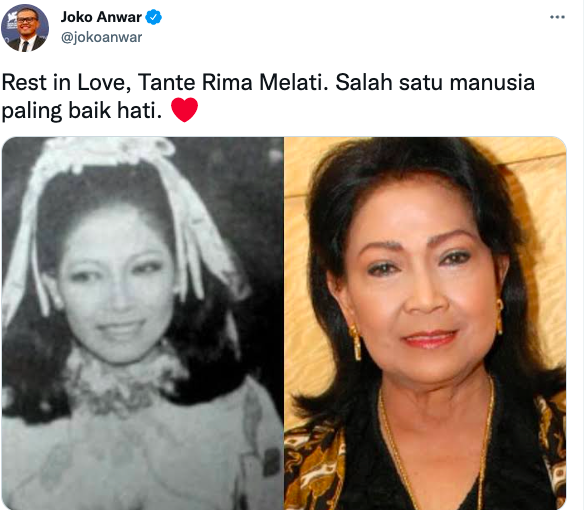 Rima Melati Meninggal Dunia, Joko Anwar: Rest In Love, Manusia Paling Baik Hati