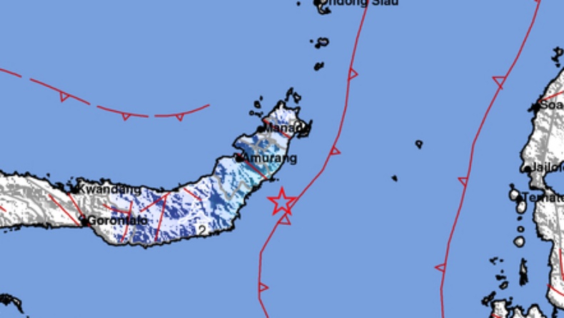 Gempa Terkini Magnitudo 4,8 Guncang Ratahan Sulut