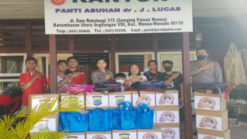 3 Panti di Manado Dapat Kunjungan Spesial Ditlantas Polda Sulut, Ini yang Diberikan