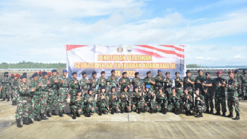 60 Prajurit Koarmada III Raih Brevet Scuba TNI AL