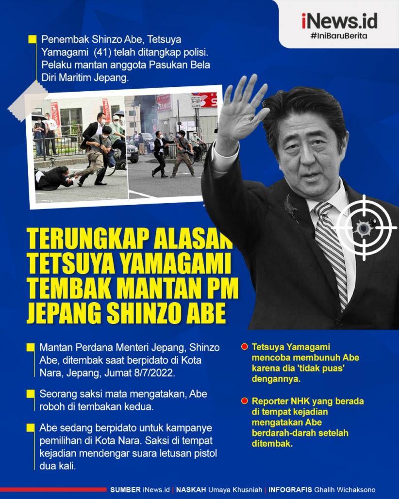 Infografis Terungkap Alasan Tetsuya Yamagami Tembak Mantan PM Jepang Shinzo Abe