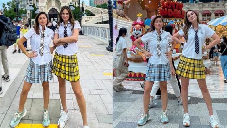 Begini Gaya Luna Maya Pakai Seragam saat Liburan di Korea, Netizen: Kayak ABG