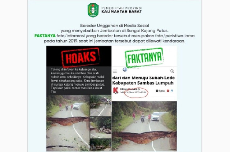 Kabar Jembatan Sungai Kajang Putus, Pemprov Kalbar Pastikan Hoaks