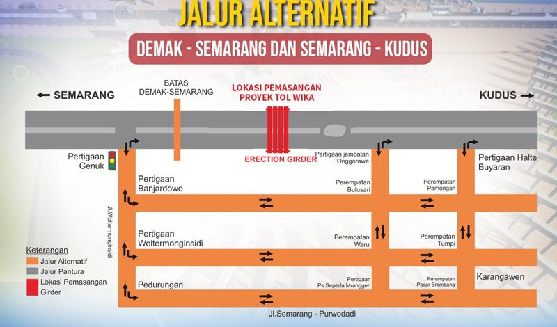  Antisipasi Kemacetan Pemasangan Girder Tol Semarang-Demak, Polisi Siapkan Jalur Alternatif 