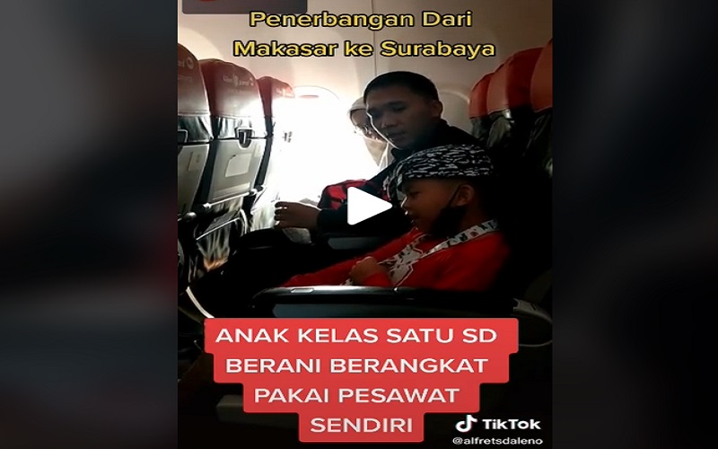 Viral Bocah Kelas 1 SD Naik Pesawat Sendiri dari Makassar-Surabaya, Netizen: Hebat Kamu