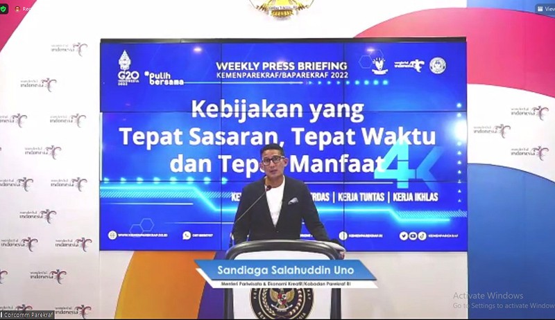 Menteri Sandiaga Uno Ikuti Weekly Press Briefing Kemenparekraf - Bagian 2