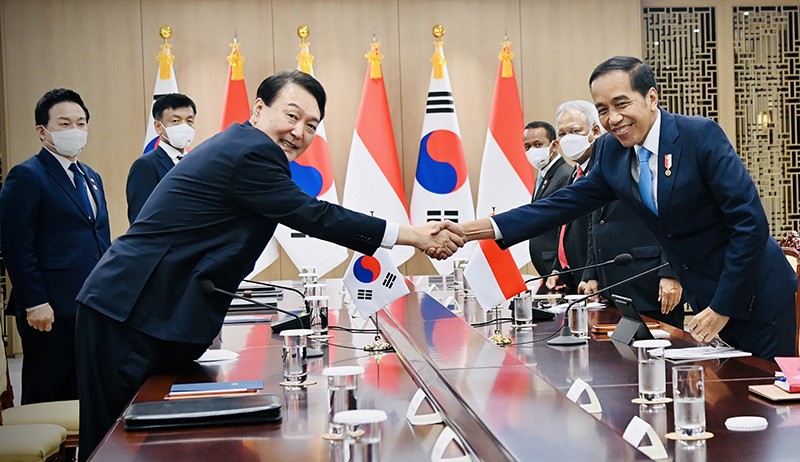 Presiden Jokowi Disambut Presiden Korsel Yoon Suk-yeol di Kantor Kepresidenan Yongsan - Bagian 4