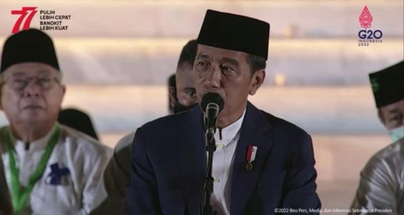 Doa Kebangsaan 77 Tahun Indonesia Merdeka, Jokowi Merasa Beruntung Punya Wapres Ulama