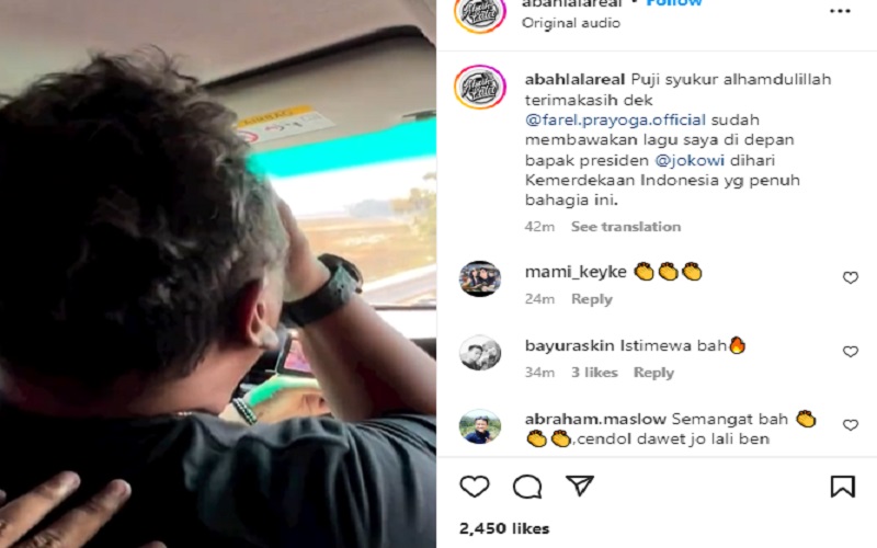 title Pencipta Lagu Ojo Dibandingke Nangis Farel Nyanyi di Depan Jokowi, Netizen: Abah Lala Bangga Pencipta Lagu Ojo Dibandingke Nangis Farel Nyanyi di Depan Jokowi, Netizen: Abah Lala Bangga