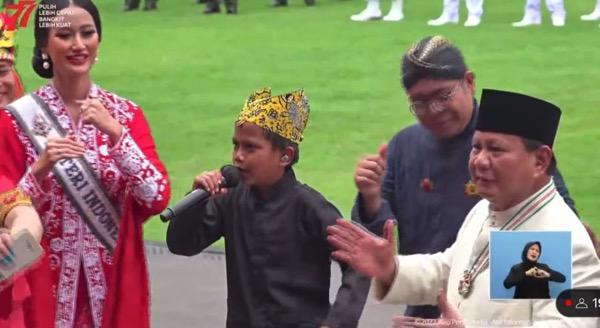 Ada Joget Lagu Ojo Dibandingke di Upacara Kemerdekaan, Prabowo: Pertama Kali di Istana