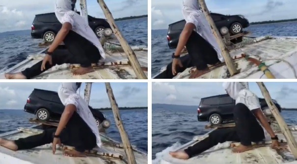 Viral Mobil Diangkut Perahu Kecil Terombang-ambing di Laut, Netizen: Bikin Senam Jantung