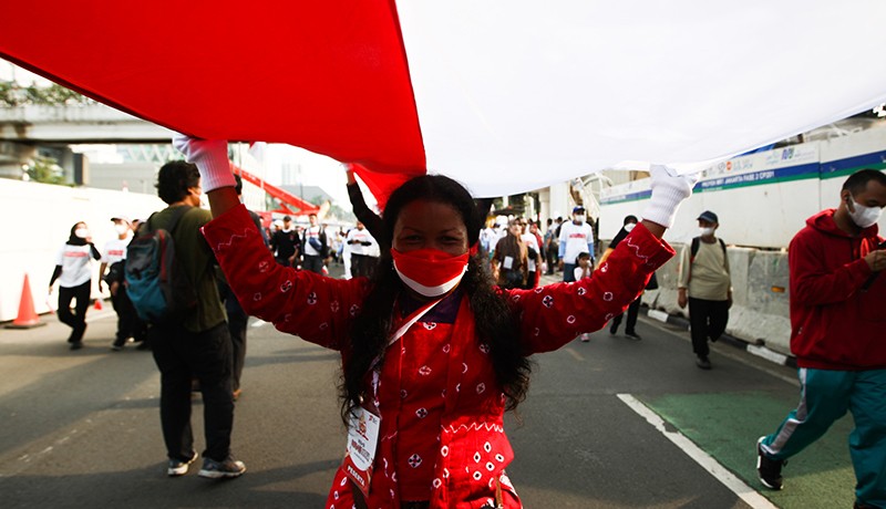 Kompak, Ribuan Warga Bawa Bendera Merah Putih 1.700 Meter dari Monas-Bundaran HI - Bagian 3