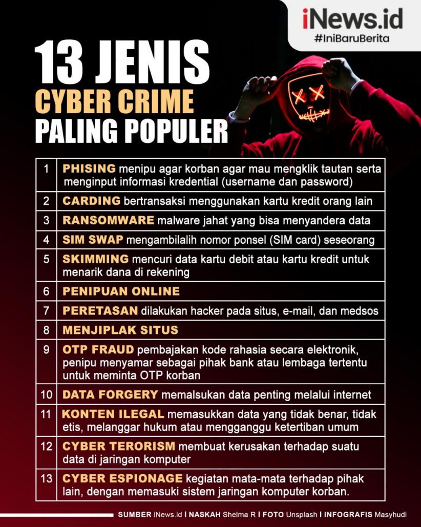 Infografis 13 Jenis Cyber Crime Paling Populer