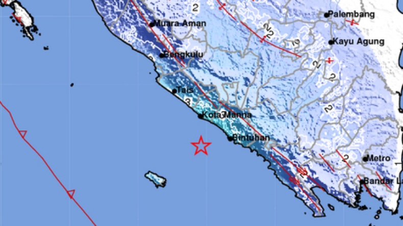 Getaran Gempa Magnitudo 5,1 di Kaur Dirasakan hingga OKU Sumsel