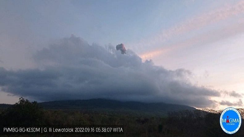 Gunung Ile Lewotolok Erupsi lagi Tadi Pagi, Letusan Disertai Gemuruh Sedang