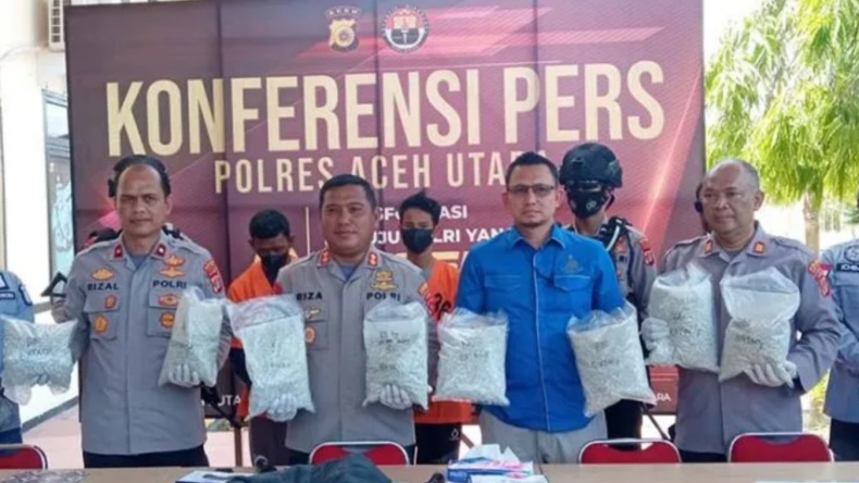 Polisi Bongkar Penyelundupan Narkoba di Aceh Utara, 21 Kg Sabu dan Pil Ekstasi Diamankan