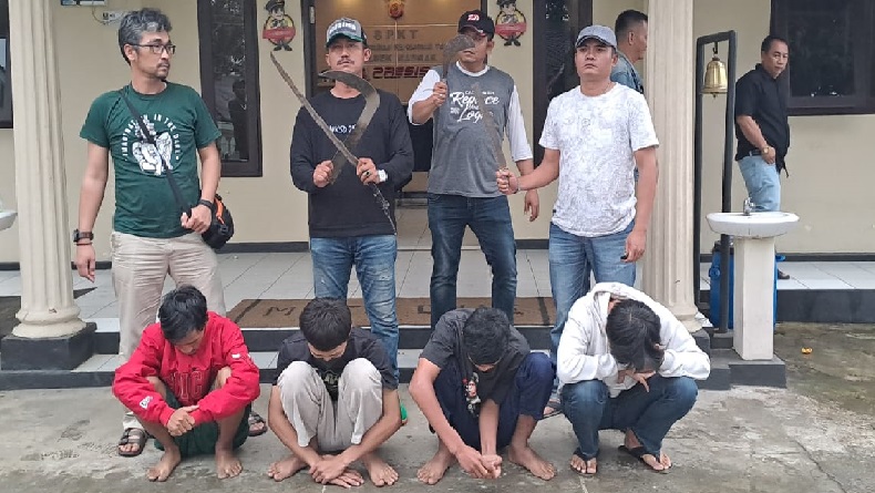 4 Pelajar SMK Ditangkap seusai Serang Warga di Nagrak Sukabumi, Senjatanya Mengerikan
