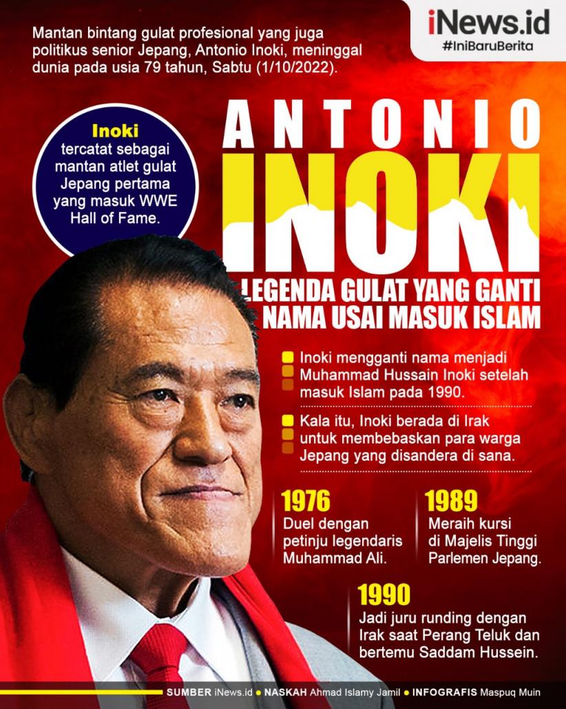 Infografis Antonio Inoki Wafat, Legenda Gulat Jepang yang Ganti Nama Jadi Muhammad Hussain