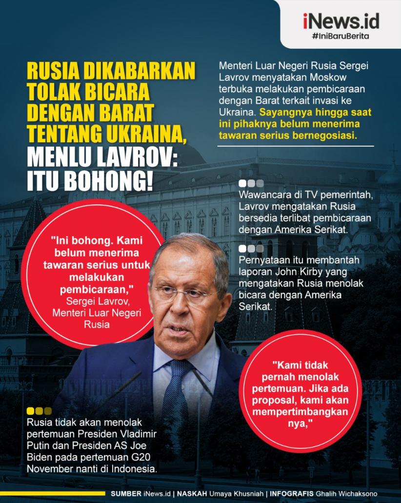Infografis Rusia Dikabarkan Tolak Bicara dengan Barat tentang Ukraina, Menlu Lavrov: Itu Bohong!
