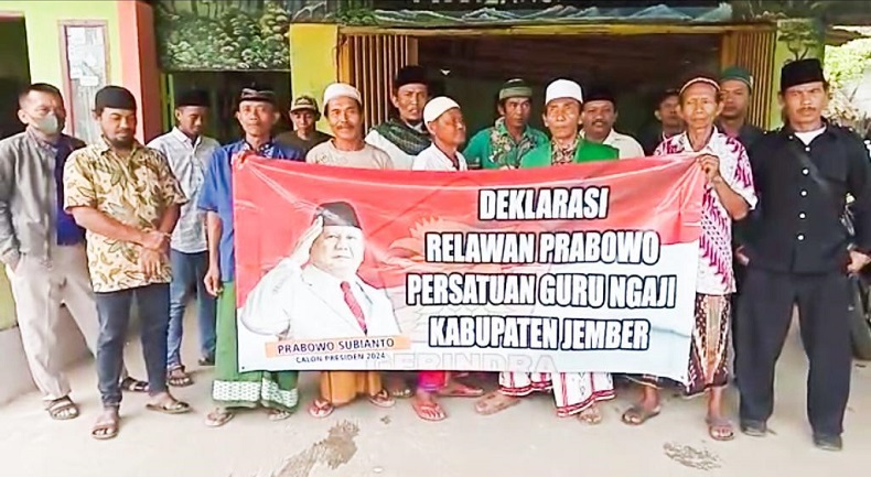 Deklarasi Dukungan, Persatuan Guru Ngaji Jember Doakan Prabowo Presiden 2024
