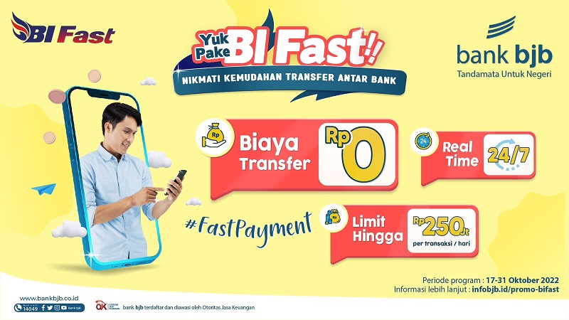 Transfer Dana Lewat BI Fast, Ada Promo Nol Rupiah dari bank bjb