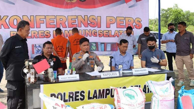 Pabrik Pupuk Ilegal di Lampung Selatan Digerebek Polisi, 45 Ton Barang Bukti Disita