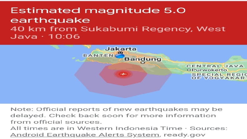 Gempa Bumi Terkini M5,1 Guncang Sukabumi, Getaran Terasa Sampai Bandung