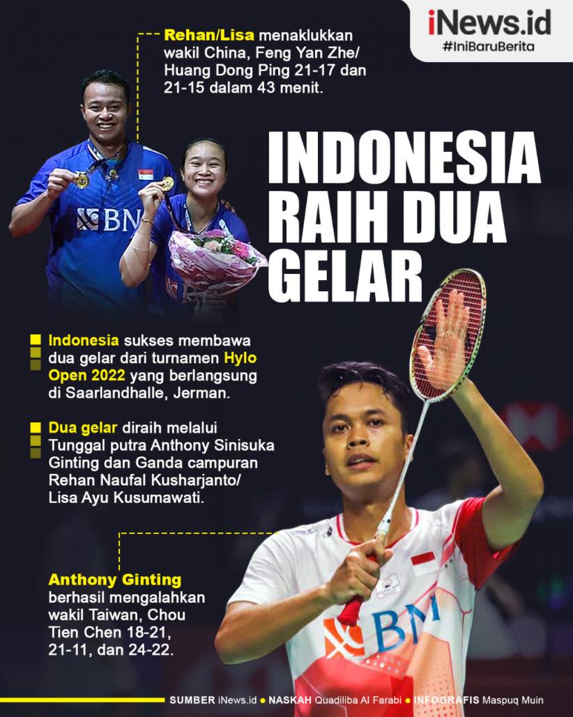 Infografis Indonesia Raih 2 Gelar Juara Hylo Open 2022