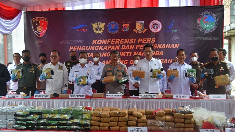 Polda Lampung Musnahkan Narkoba Jumlah Besar, Total Sabu 171,5 Kg