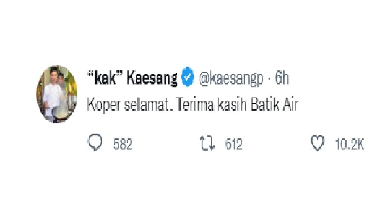 Koper Kaesang Nyasar ke Medan Sudah Kembali, Netizen Ikut Girang