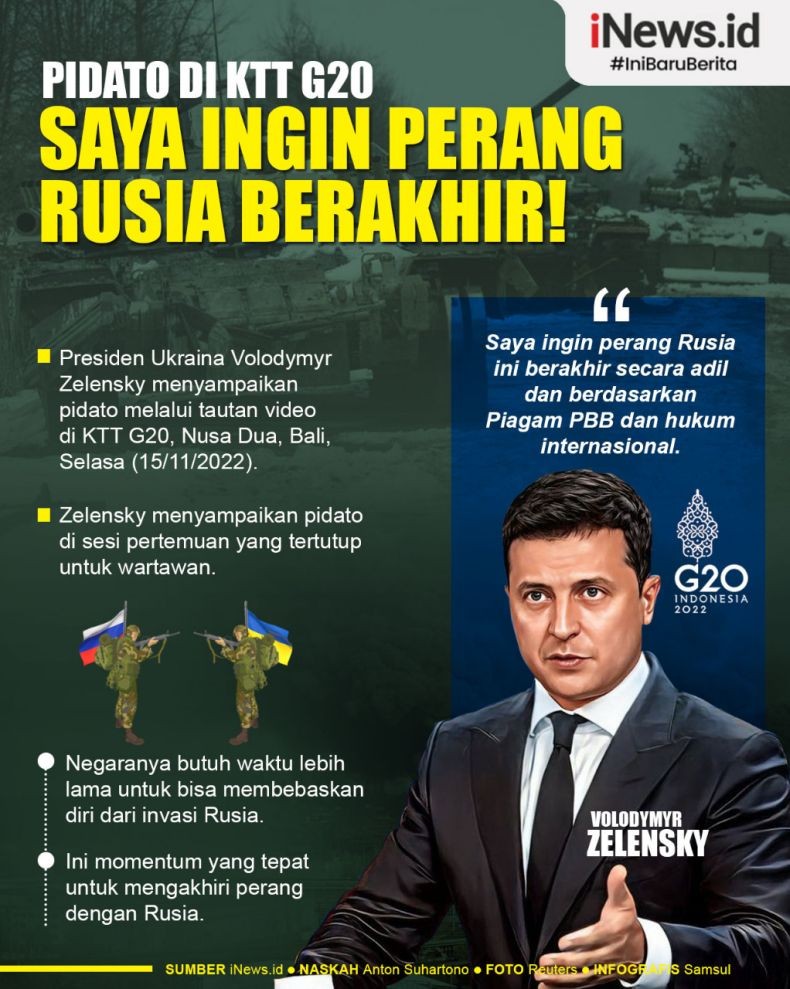 Infografis Zelensky Pidato di KTT G20, Ingin Perang Berakhir