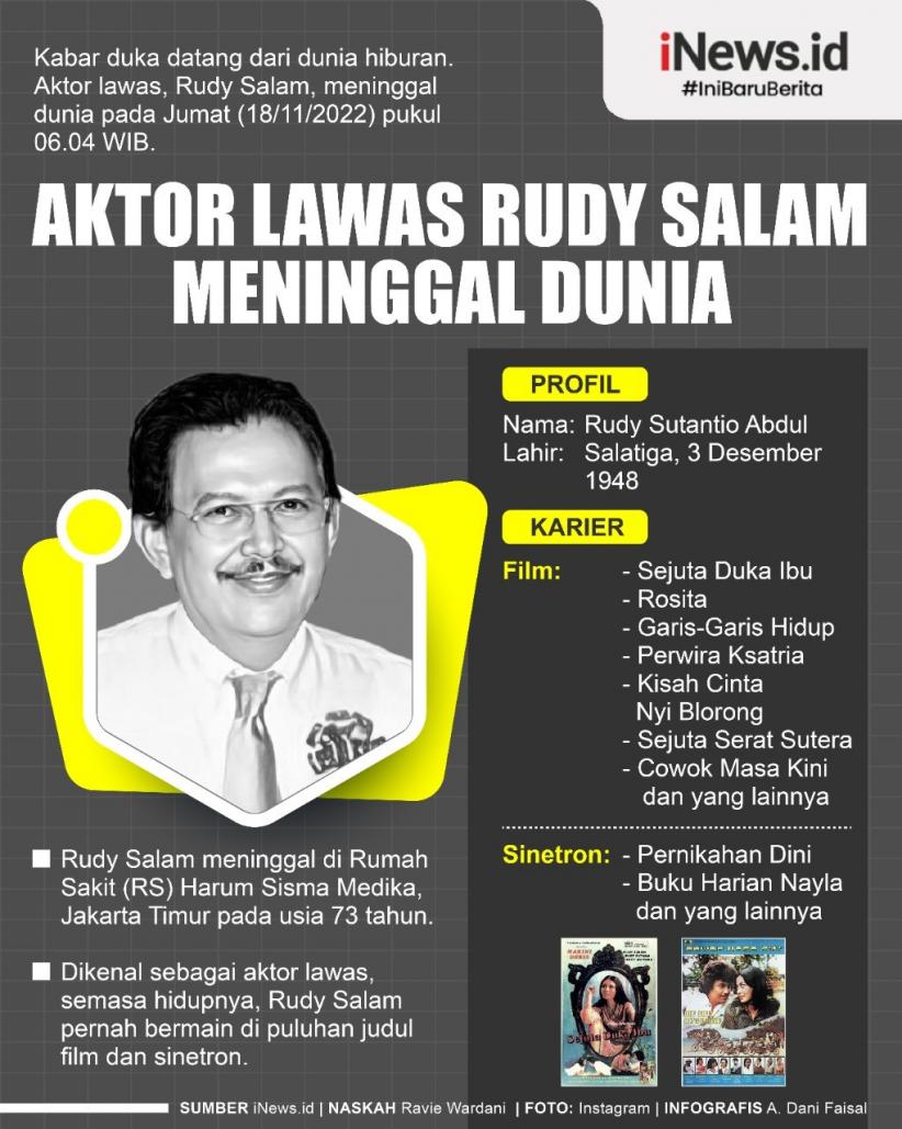 Infografis Profil Aktor Lawas Rudy Salam yang Meninggal Dunia di Usia 73 Tahun