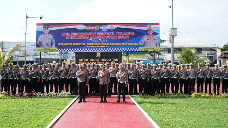 Polda Sulut Sambut Kedatangan 64 Personel Purna Tugas Pengamanan KTT G20 di Bali