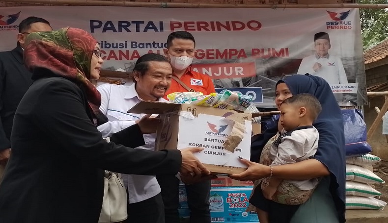 Perindo Bantu Korban Gempa di Gekbrong Cianjur, Warga: Semoga Jaya Terus