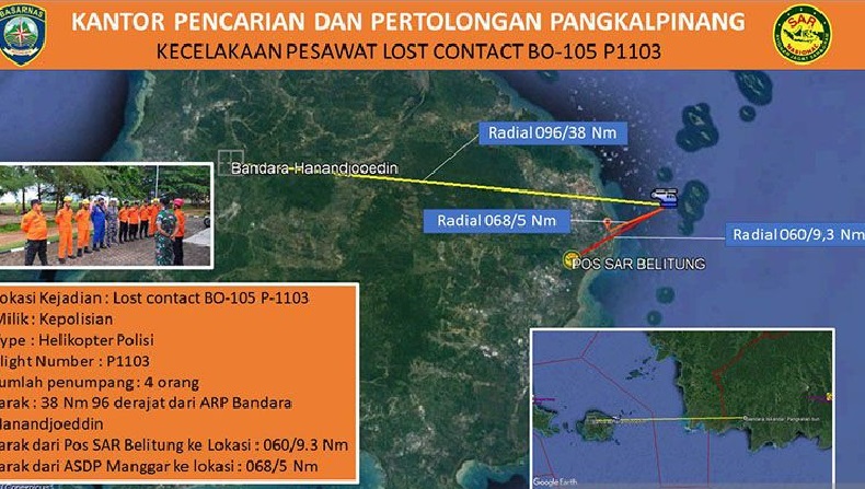 Nama-Nama 4 Polisi Korban Helikopter Jatuh di Belitung Timur, 1 Ditemukan Tewas