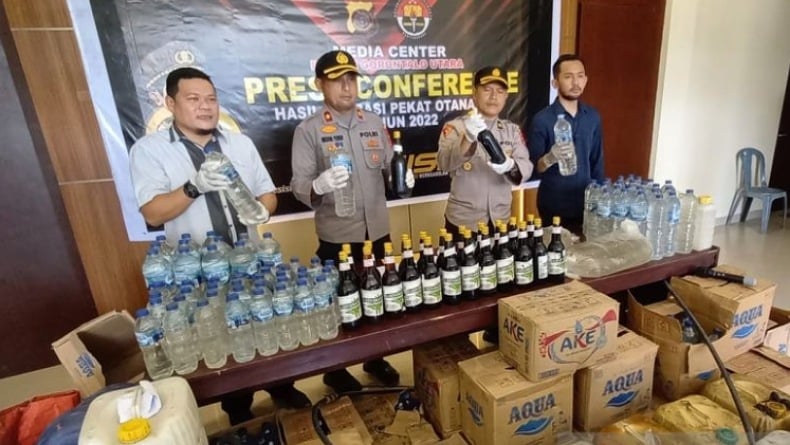 Operasi Pekat Otanaha, Polres Gorontalo Utara Sita 694 Liter Minuman Keras