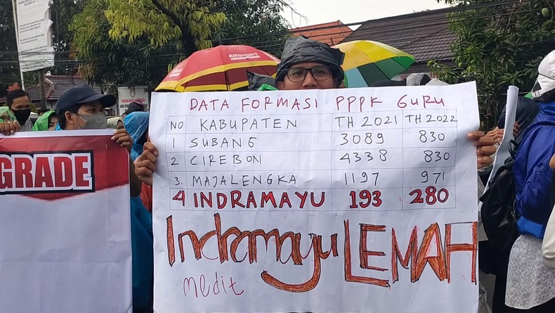 Ribuan Guru Honorer Geruduk Kantor Bupati Indramayu, Tuntut Diangkat Jadi PPPK