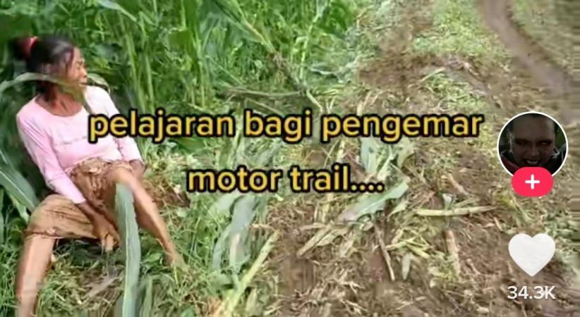 Viral Seorang Nenek Nangis Tanaman Jagungnya Tergilas Komunitas Motor Trail, Netizen Sedih