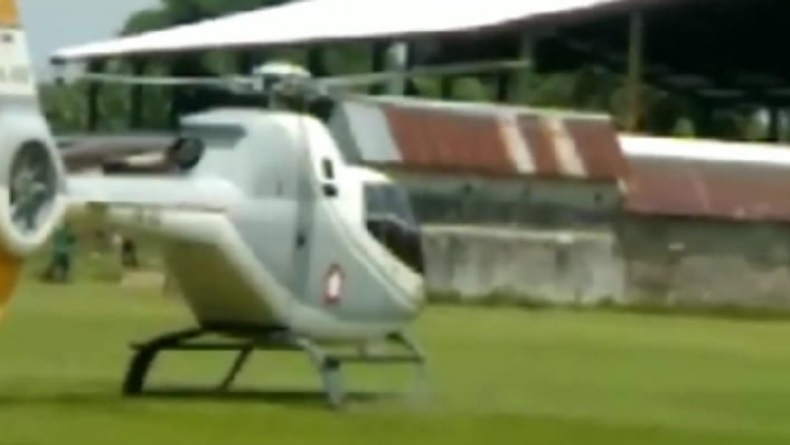 Heboh Helikopter Mendarat di Belakang Pasar Ranggeh, Warga Sempat Mengira Kunjungan Jokowi