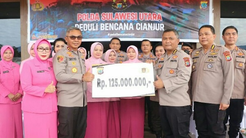 Polda Sulut Salurkan Bantuan untuk Korban Bencana Gempa Bumi di Cianjur