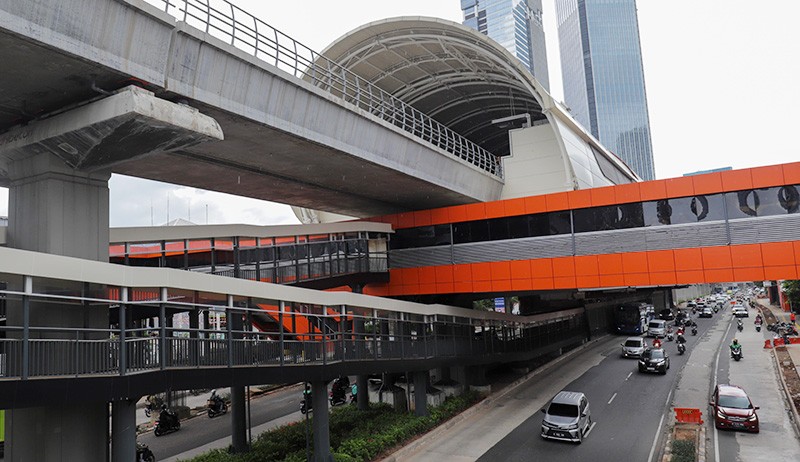Penampakan Stasiun LRT Rasuna Said Terintegrasi dengan Transjakarta - Bagian 1